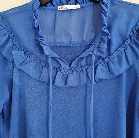 Kaily K Women's Blouse Baby Blue Long Sleeves Size M - Picture 8 of 8